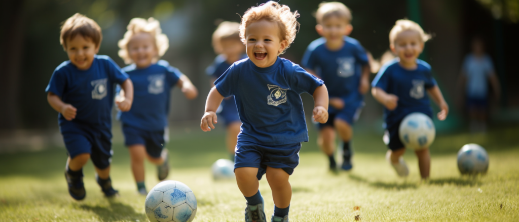 Soccer Sidekicks project artwork showing children playing soccer